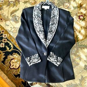 St. John Black embellished knit dinner jacket.